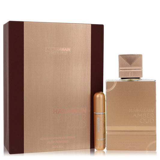 Al Haramain Amber Oud Gold Edition Extreme by Al Haramain Gift Set 6.7 oz 6.7 Pure Perfume Spray + 0.34 oz Refillable Spray for Women - Lamas Perfume