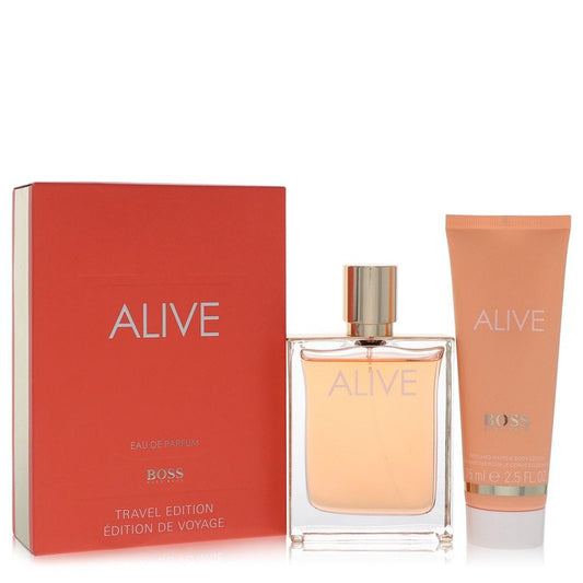 Boss Alive by Hugo Boss Gift Set -- 2.7 oz Eau De Parfum Spray + 2.5 oz Hand and Body Lotion for Women - Lamas Perfume