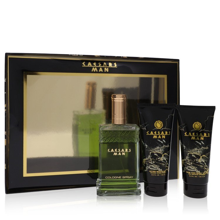Caesars by Caesars Gift Set -- 4 oz Cologne Spray + 3.3 oz Shower Gel + 3.3 oz After Shave Balm for Men - Lamas Perfume