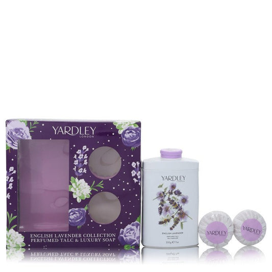 English Lavender by Yardley London Gift Set -- 7 oz Perfumed Talc + 2-3.5 oz Soap for Women - Lamas Perfume