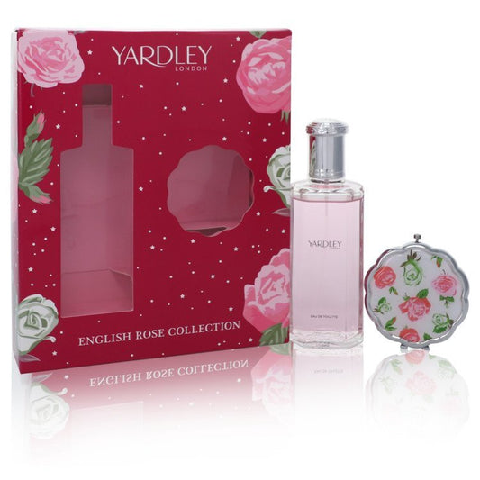 English Rose Yardley by Yardley London Gift Set -- 4.2 oz Eau De Toilette Spray + Compact Mirror for Women - Lamas Perfume