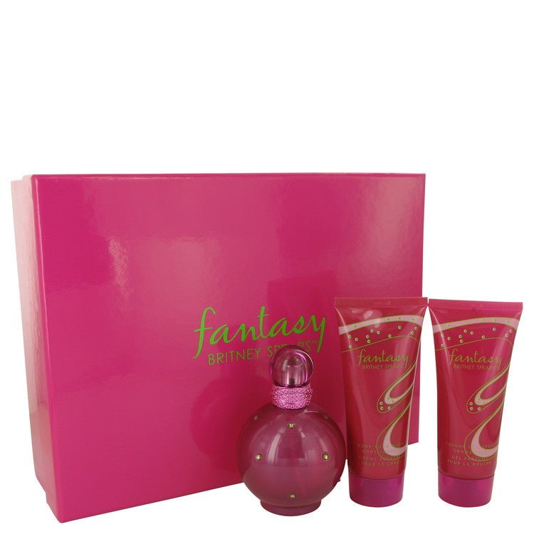 Fantasy by Britney Spears Gift Set -- 3.3 oz Eau De Parfum Spray + 3.3 oz Body Souffle + 3.3 oz Shower Gel for Women - Lamas Perfume