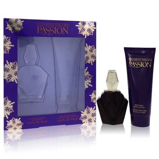 Passion by Elizabeth Taylor Gift Set -- 2.5 oz Eau De Toilette Spray + 6.8 oz Body Lotion for Women - Lamas Perfume