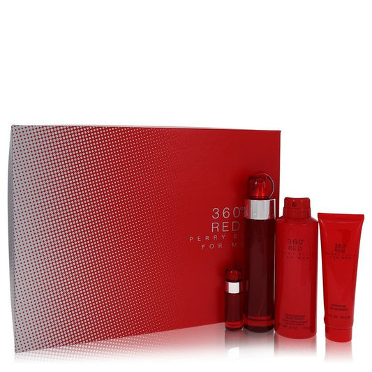 Perry Ellis 360 Red by Perry Ellis Gift Set -- 3.4 oz Eau De Toilette Spray + .25 oz Mini EDT Spray + 6.8 oz Body Spray + 3 oz Shower Gel for Men - Lamas Perfume