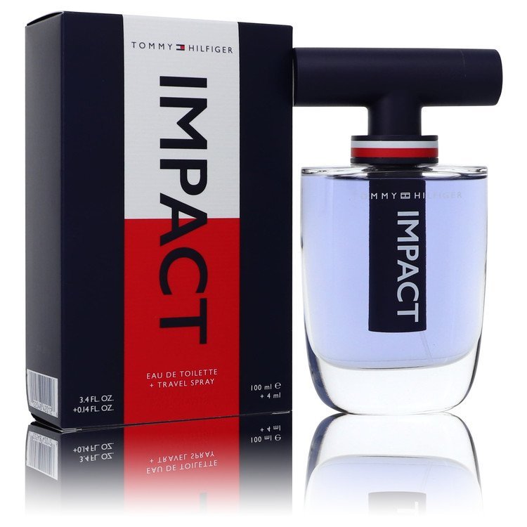 Tommy Hilfiger Impact by Tommy Hilfiger Gift Set -- 3.4 oz Eau De Toilette Spray + .14 oz Travel EDT Spray for Men - Lamas Perfume