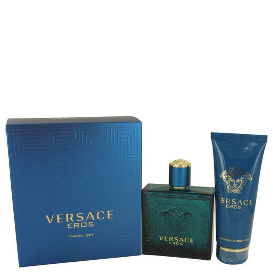 Versace Eros by Versace Gift Set -- 3.4 oz Eau De Toilette Spray + 3.4 oz Shower Gel for Men - Lamas Perfume