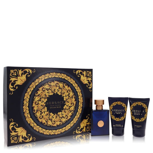 Versace Pour Homme Dylan Blue by Versace Gift Set -- 1.7 oz Eau De Toilette Spray + 1.7 oz After Shave Balm + 1.7 oz Shower Gel for Men - Lamas Perfume